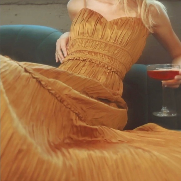 4. NWOT Anthropologie Silk Ruched Midi Slip Dress - Picture 6 of 8